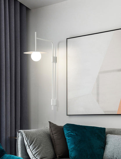 Gea Swing Arm Wall Lamp - Adjustable Light & Plug-in Design