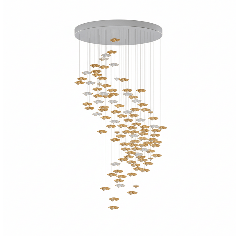 Tidal Art Glass Chandelier - Elegant Design with Dimmable LED Lights