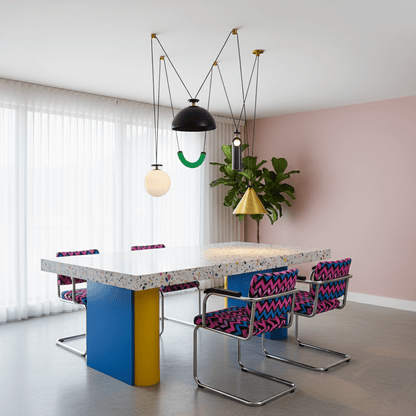 Modern Geometric Shape Chandelier with Adjustable Height & LED Lightin