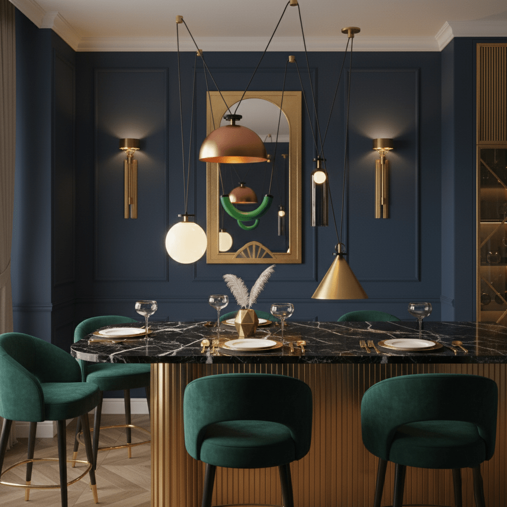 Modern Geometric Shape Chandelier with Adjustable Height & LED Lightin
