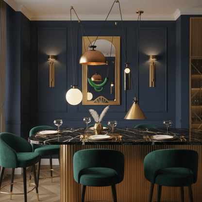 Modern Geometric Shape Chandelier with Adjustable Height & LED Lightin