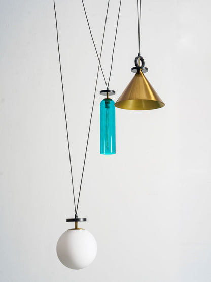 Modern Geometric Shape Chandelier with Adjustable Height & LED Lightin