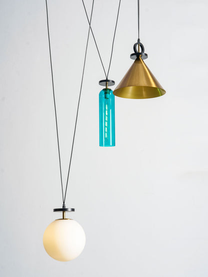 Modern Geometric Shape Chandelier with Adjustable Height & LED Lightin