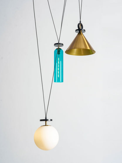 Modern Geometric Shape Chandelier with Adjustable Height & LED Lightin