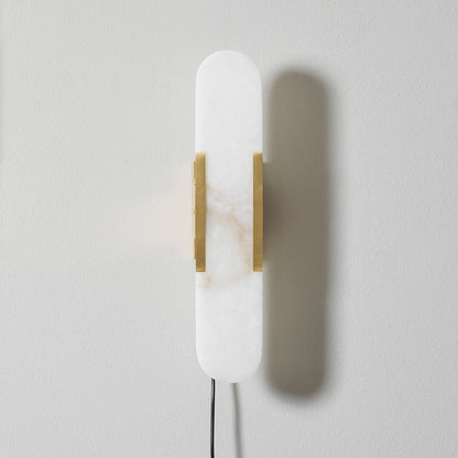 Oblong Alabaster Plug-in Wall Sconce with Adjustable Brightness & Mode