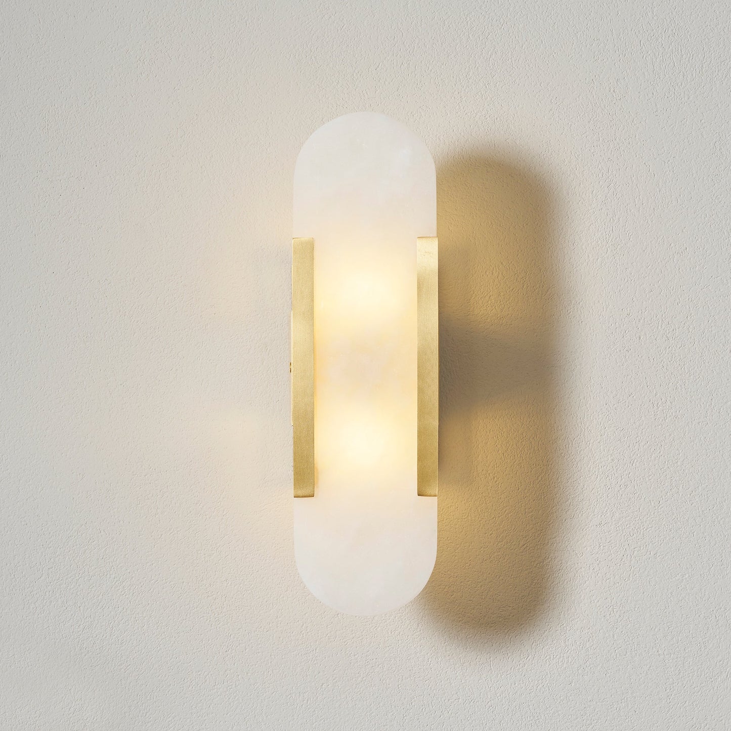 Oblong Alabaster Plug-in Wall Sconce with Adjustable Brightness & Mode