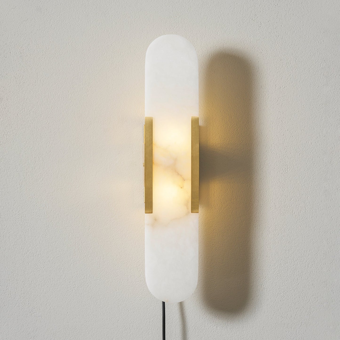 Oblong Alabaster Plug-in Wall Sconce with Adjustable Brightness & Mode