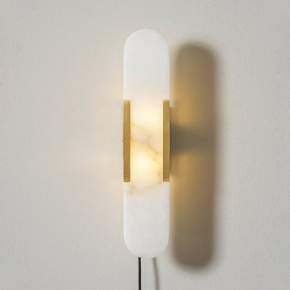 Oblong Alabaster Plug-in Wall Sconce with Adjustable Brightness & Mode