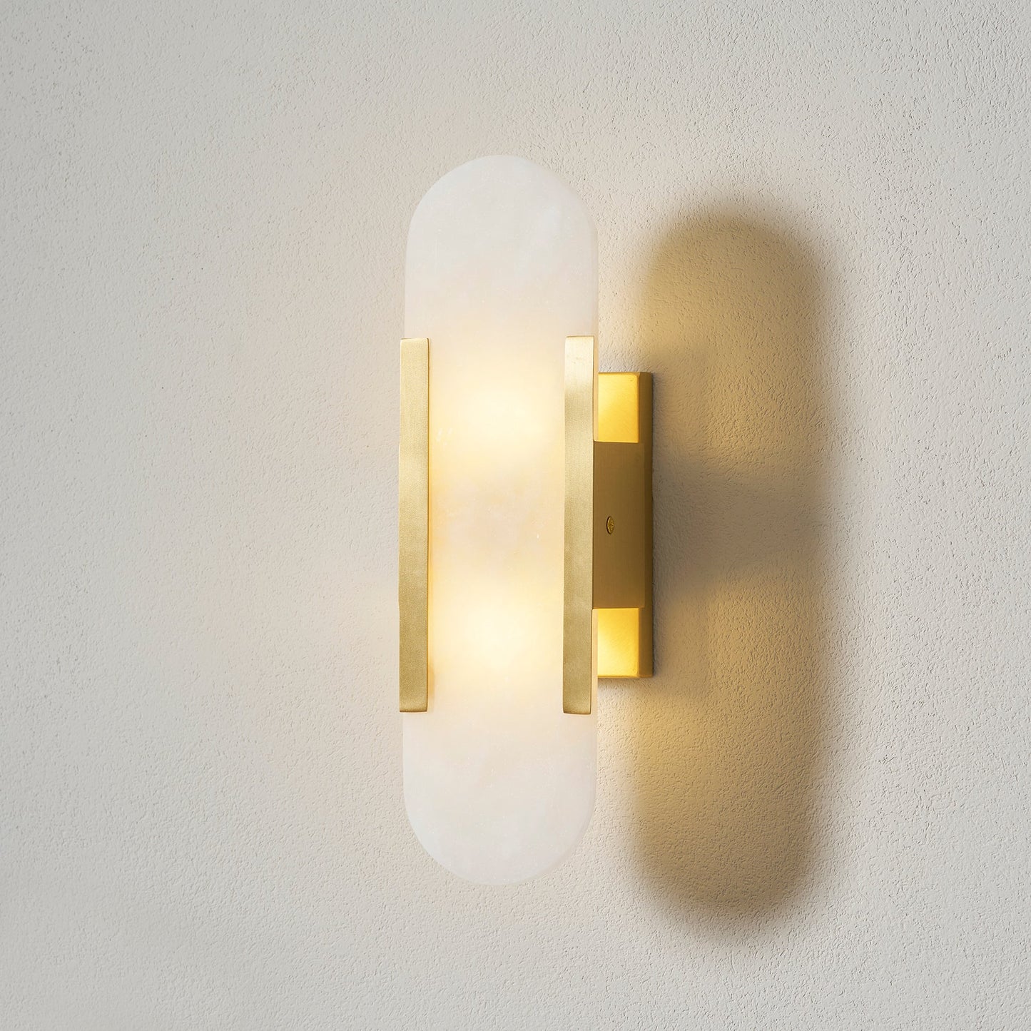 Oblong Alabaster Plug-in Wall Sconce with Adjustable Brightness & Mode