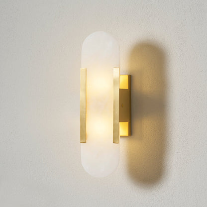 Oblong Alabaster Plug-in Wall Sconce with Adjustable Brightness & Mode