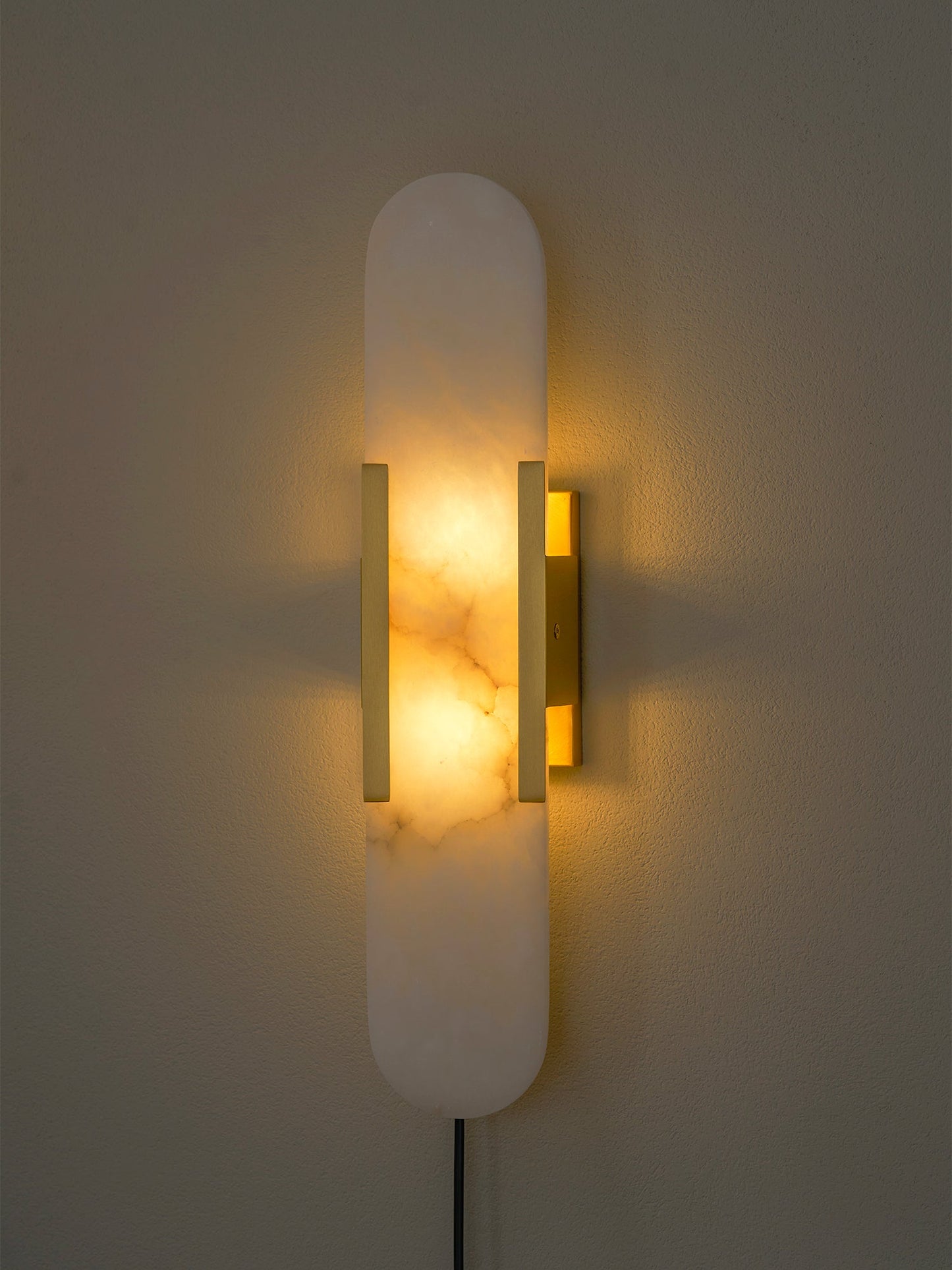Oblong Alabaster Plug-in Wall Sconce with Adjustable Brightness & Mode