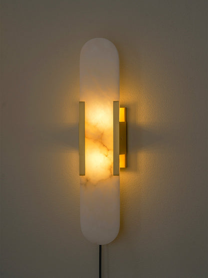 Oblong Alabaster Plug-in Wall Sconce with Adjustable Brightness & Mode