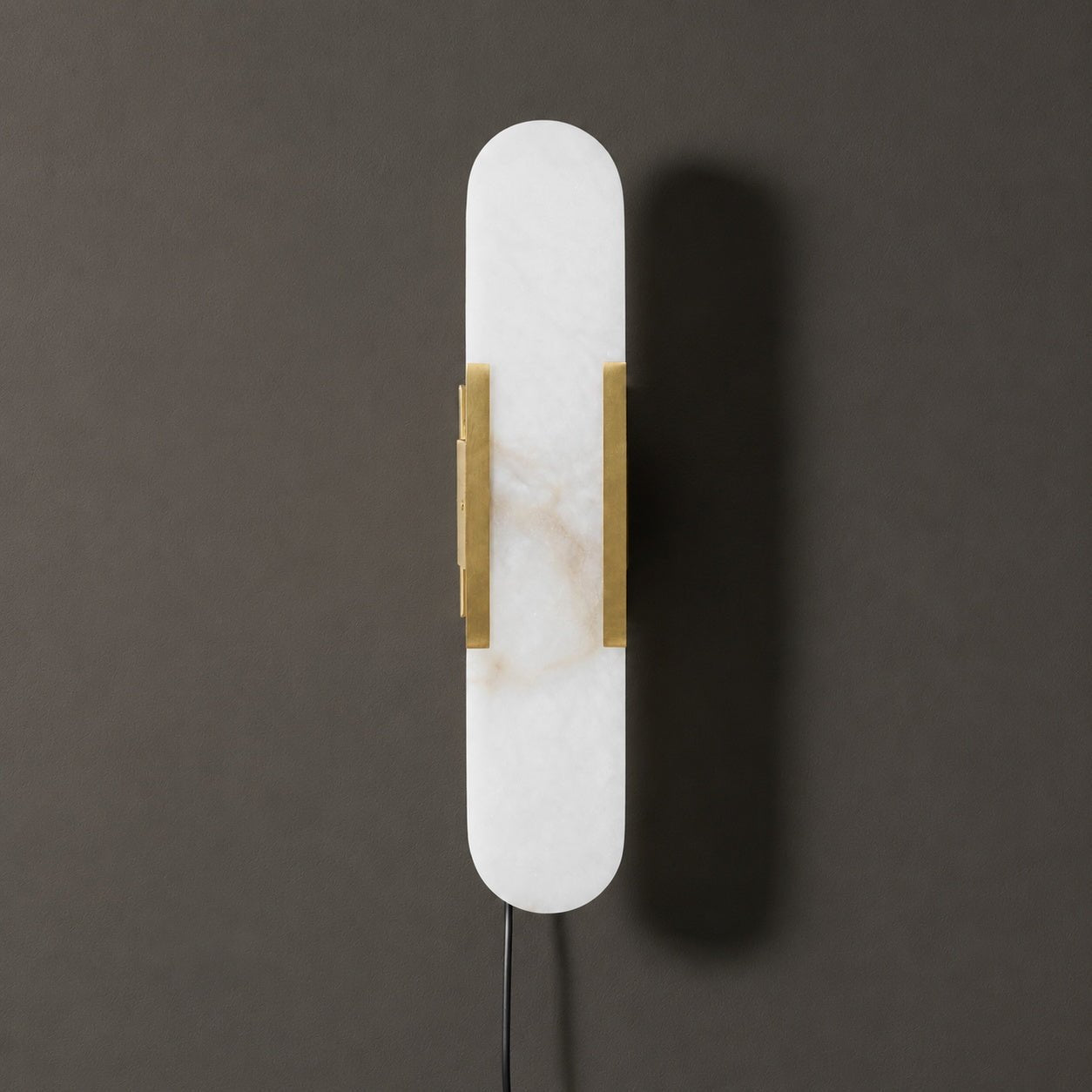 Oblong Alabaster Plug-in Wall Sconce with Adjustable Brightness & Mode