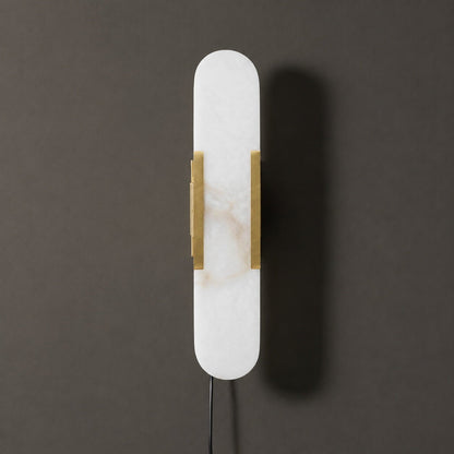 Oblong Alabaster Plug-in Wall Sconce with Adjustable Brightness & Mode