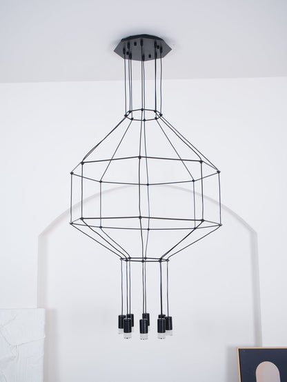 Geometric Lines Pendant Lamp - Adjustable Height, Energy-Efficient LED