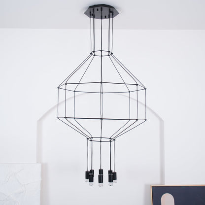 Geometric Lines Pendant Lamp - Adjustable Height, Energy-Efficient LED