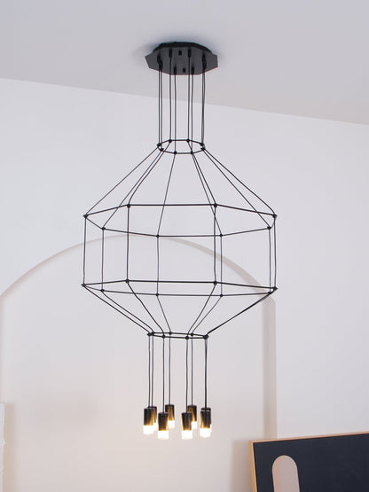 Geometric Lines Pendant Lamp - Adjustable Height, Energy-Efficient LED