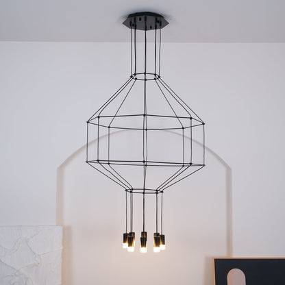 Geometric Lines Pendant Lamp - Adjustable Height, Energy-Efficient LED