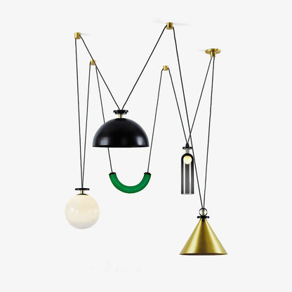 Modern Geometric Shape Chandelier with Adjustable Height & LED Lightin