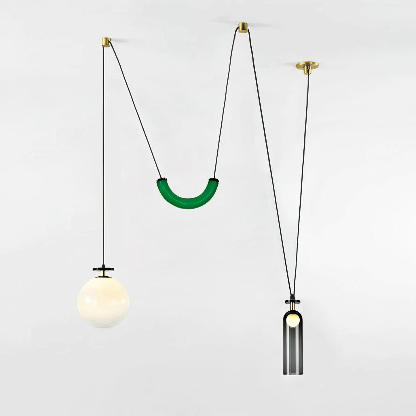 Modern Geometric Shape Chandelier with Adjustable Height & LED Lightin