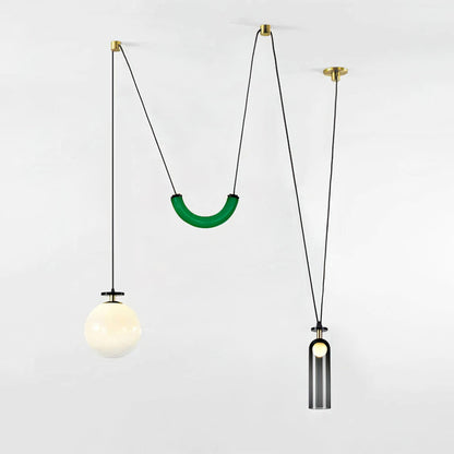Modern Geometric Shape Chandelier with Adjustable Height & LED Lightin