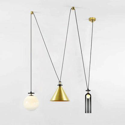 Modern Geometric Shape Chandelier with Adjustable Height & LED Lightin
