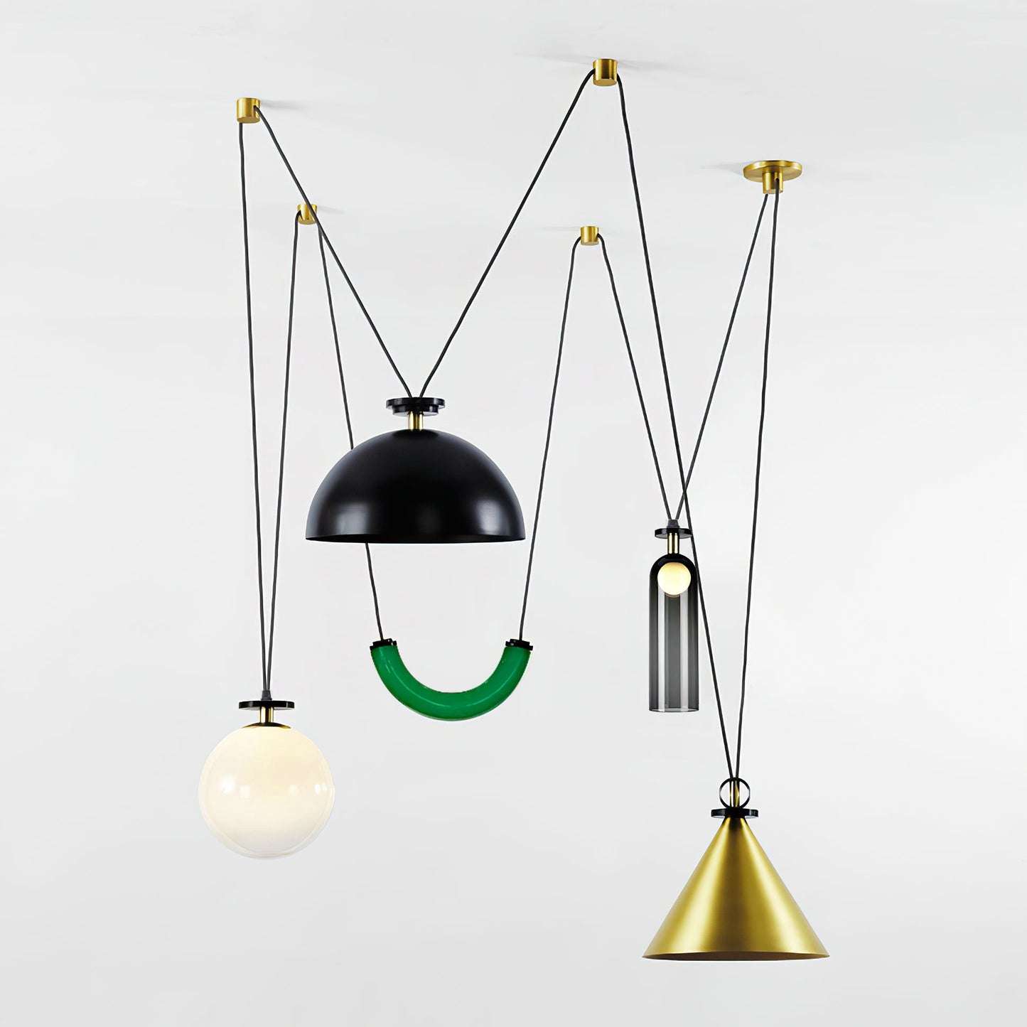 Modern Geometric Shape Chandelier with Adjustable Height & LED Lightin