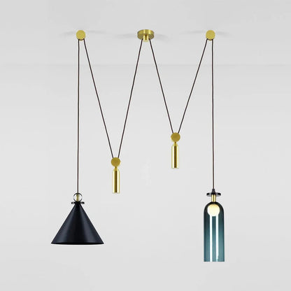 Modern Geometric Shape Chandelier with Adjustable Height & LED Lightin