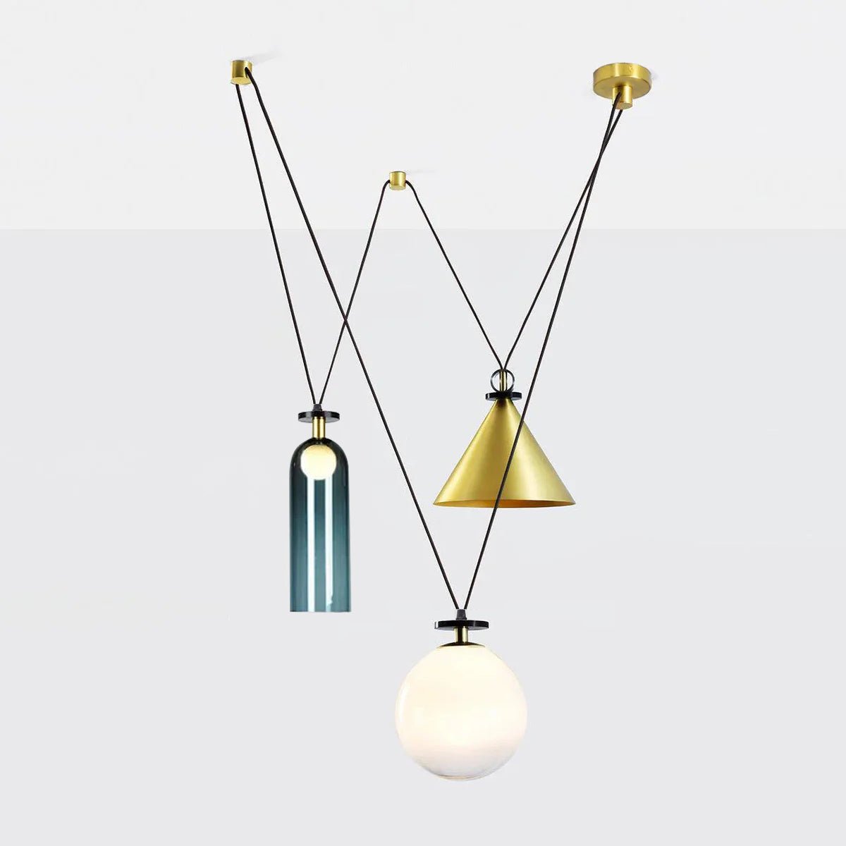 Modern Geometric Shape Chandelier with Adjustable Height & LED Lightin