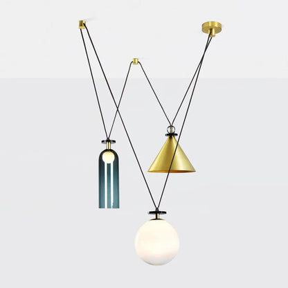 Modern Geometric Shape Chandelier with Adjustable Height & LED Lightin