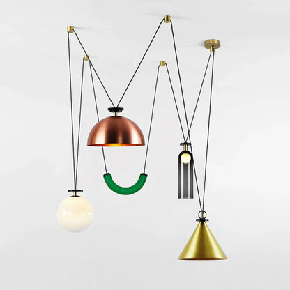 Modern Geometric Shape Chandelier with Adjustable Height & LED Lightin