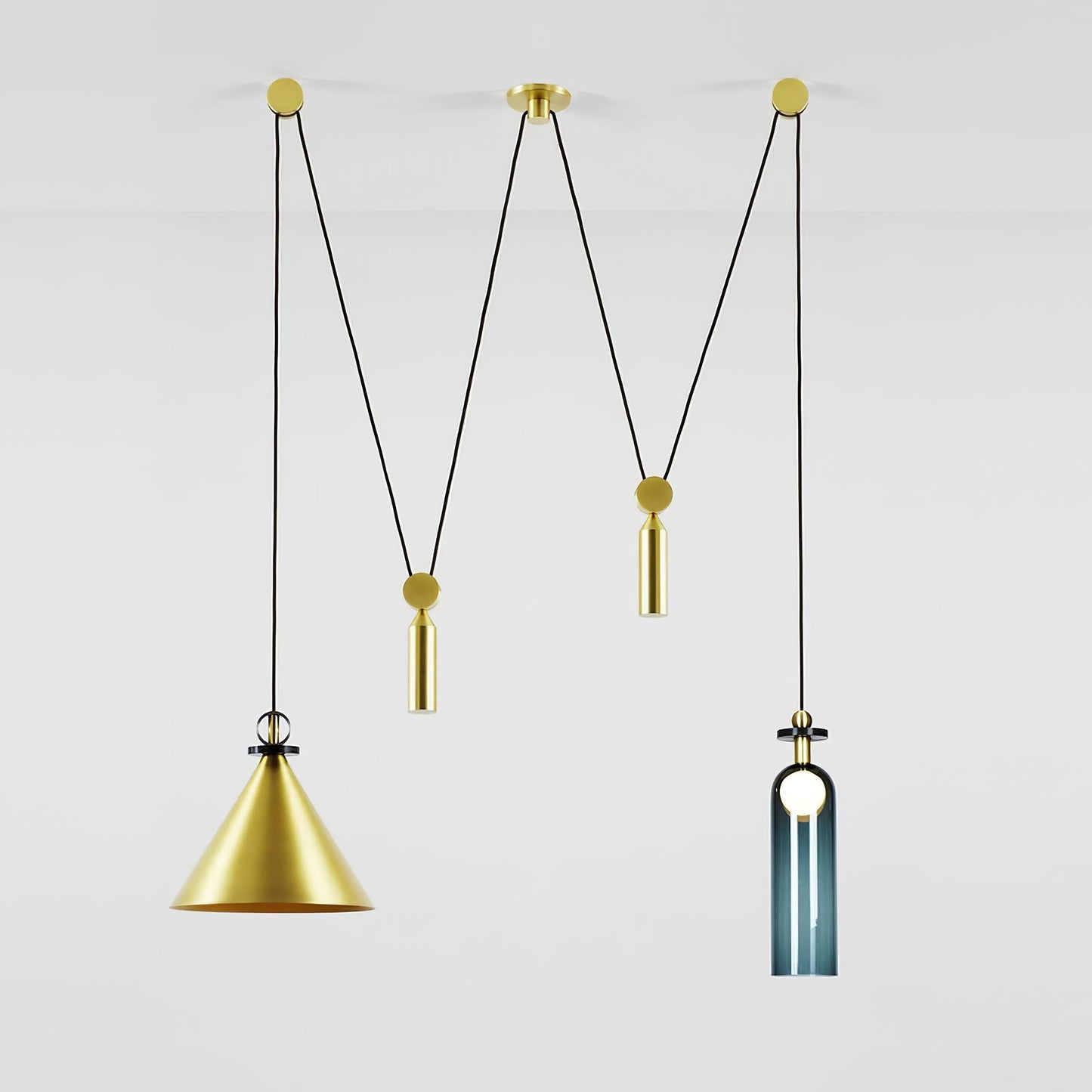 Modern Geometric Shape Chandelier with Adjustable Height & LED Lightin