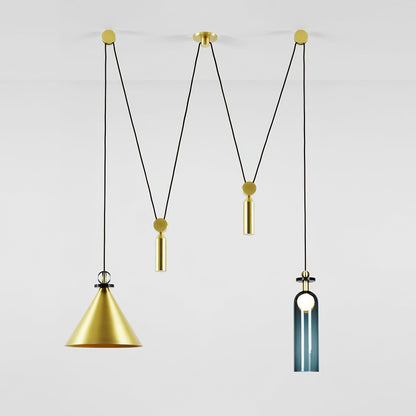 Modern Geometric Shape Chandelier with Adjustable Height & LED Lightin
