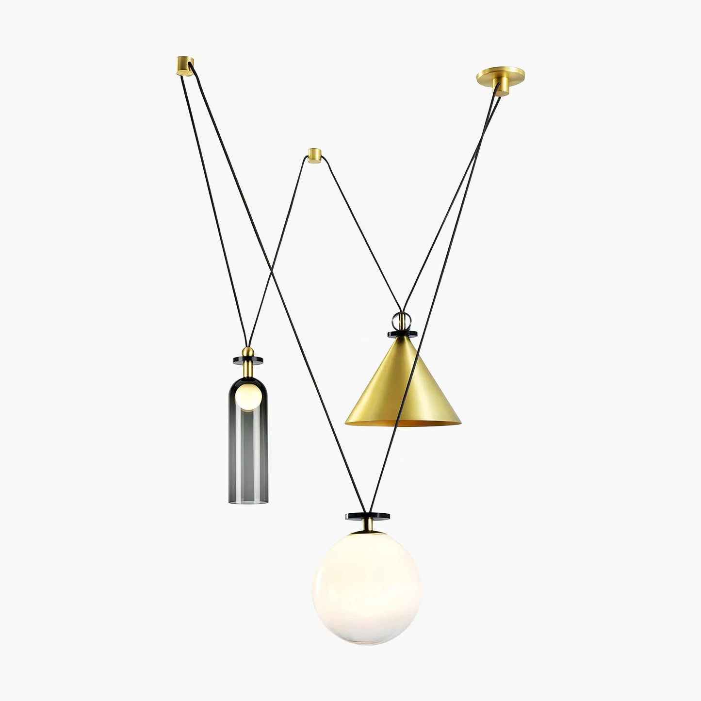 Modern Geometric Shape Chandelier with Adjustable Height & LED Lightin