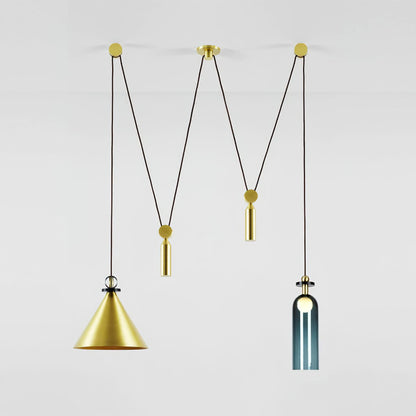 Modern Geometric Shape Chandelier with Adjustable Height & LED Lightin