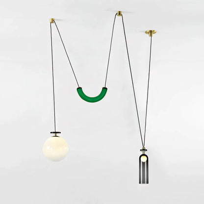 Modern Geometric Shape Chandelier with Adjustable Height & LED Lightin