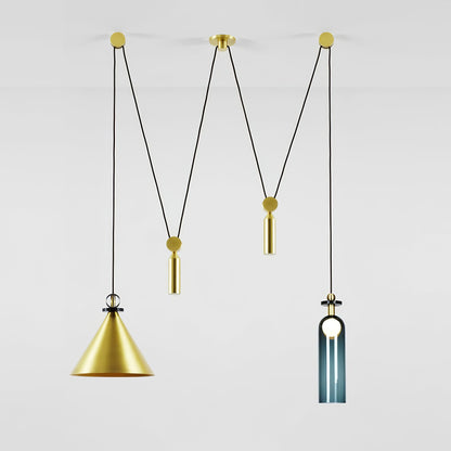 Modern Geometric Shape Chandelier with Adjustable Height & LED Lightin