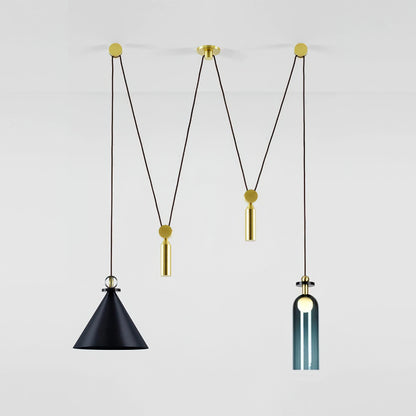 Modern Geometric Shape Chandelier with Adjustable Height & LED Lightin
