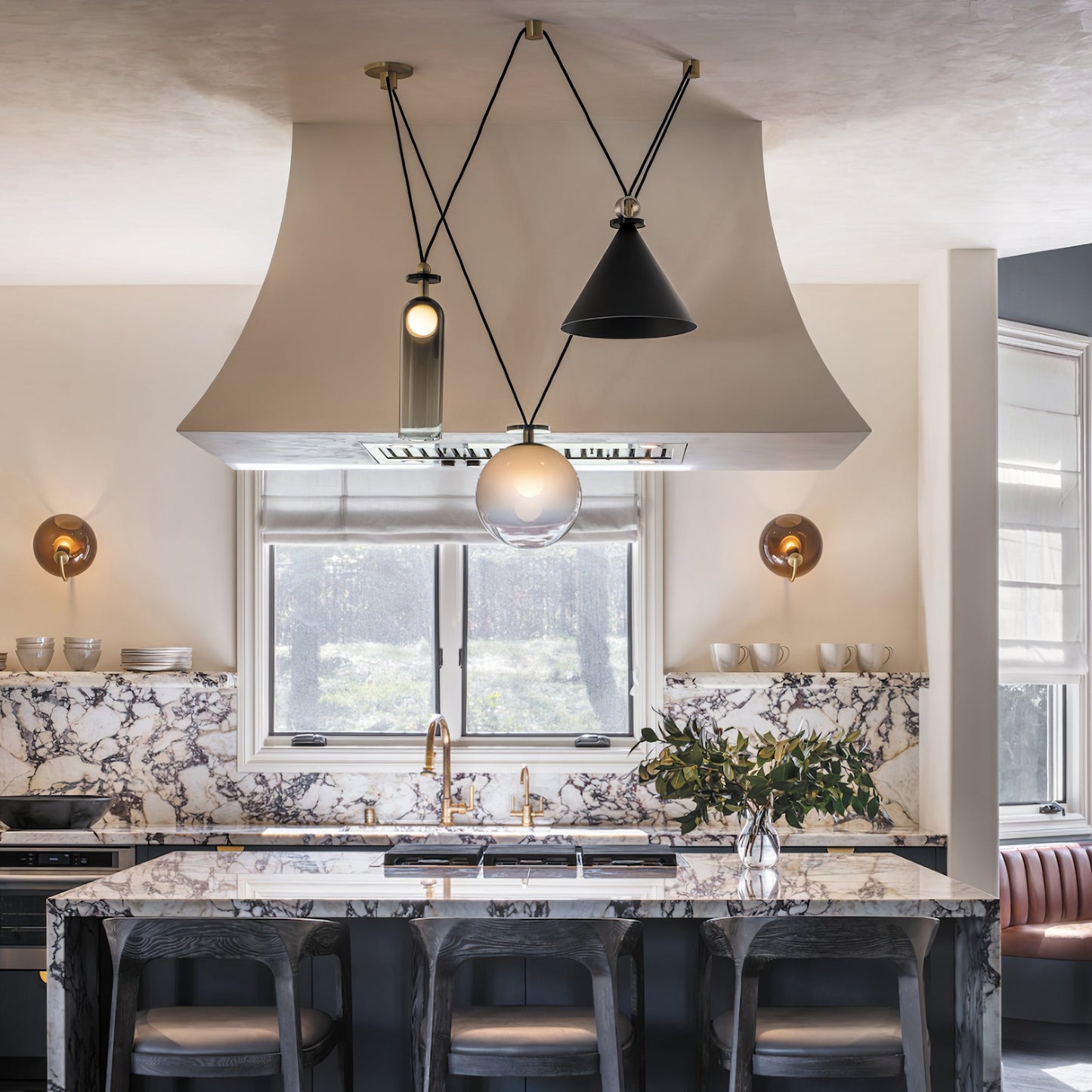 Modern Geometric Shape Chandelier with Adjustable Height & LED Lightin