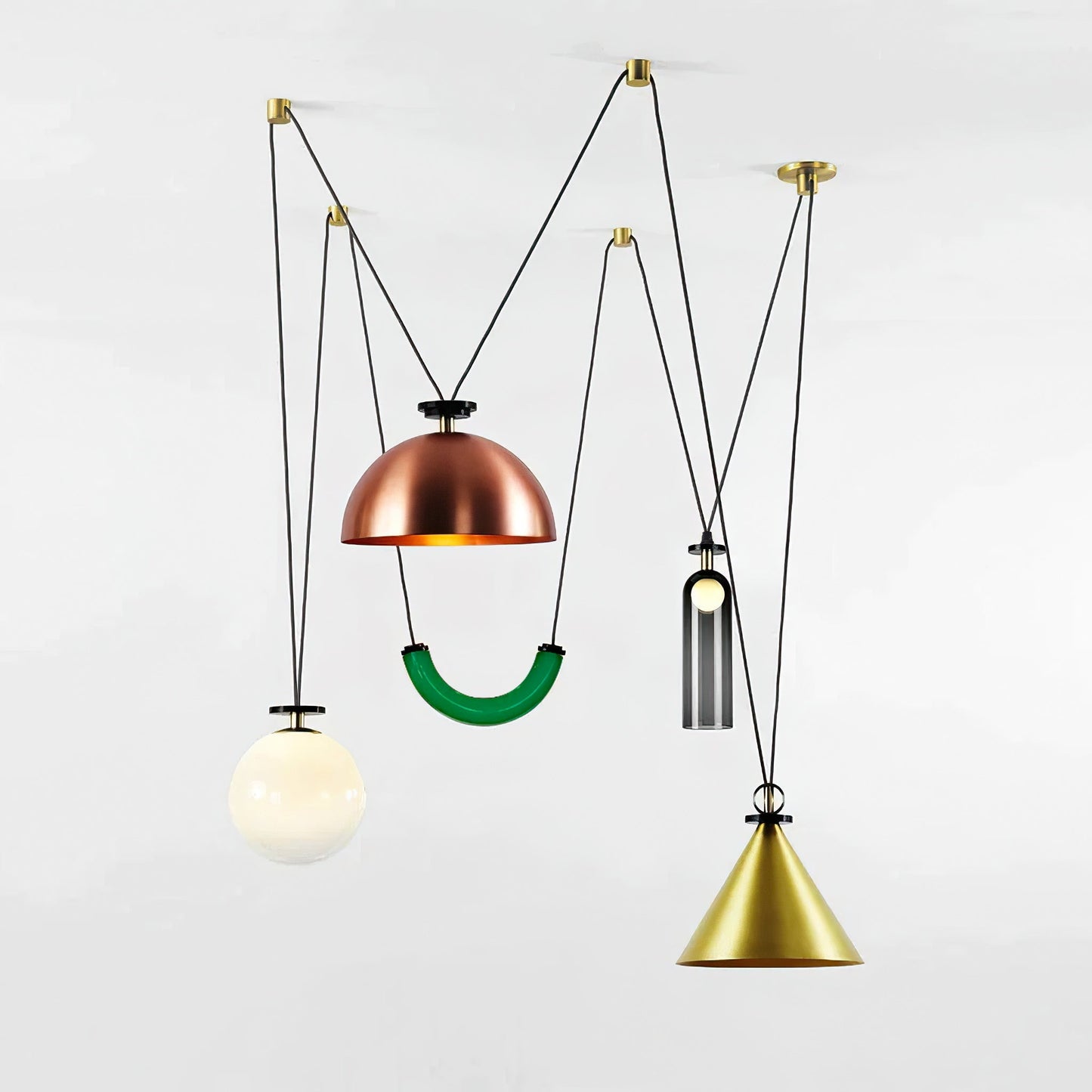 Modern Geometric Shape Chandelier with Adjustable Height & LED Lightin