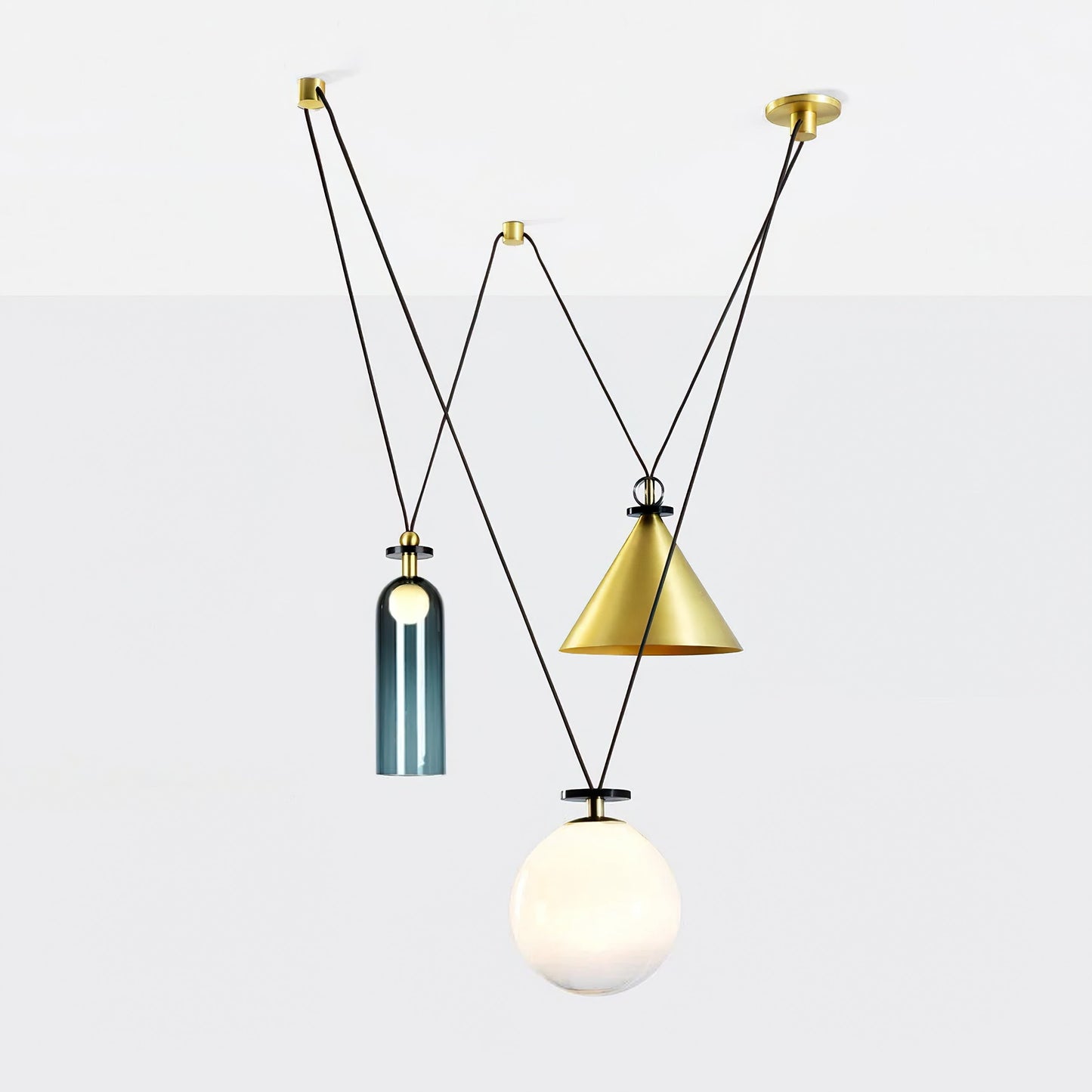 Modern Geometric Shape Chandelier with Adjustable Height & LED Lightin