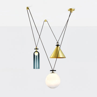 Modern Geometric Shape Chandelier with Adjustable Height & LED Lightin