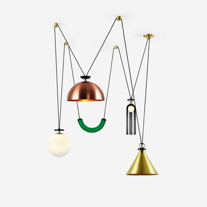 Modern Geometric Shape Chandelier with Adjustable Height & LED Lightin