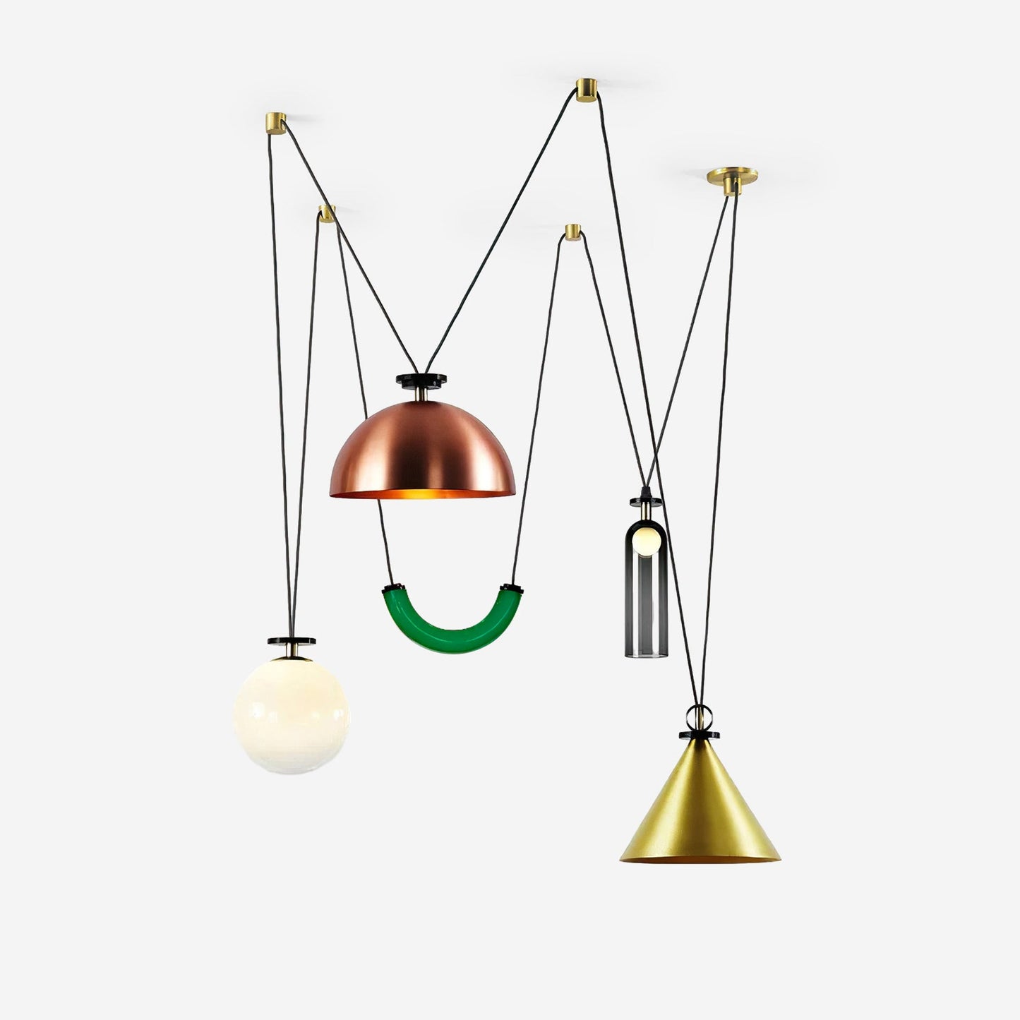 Modern Geometric Shape Chandelier with Adjustable Height & LED Lightin