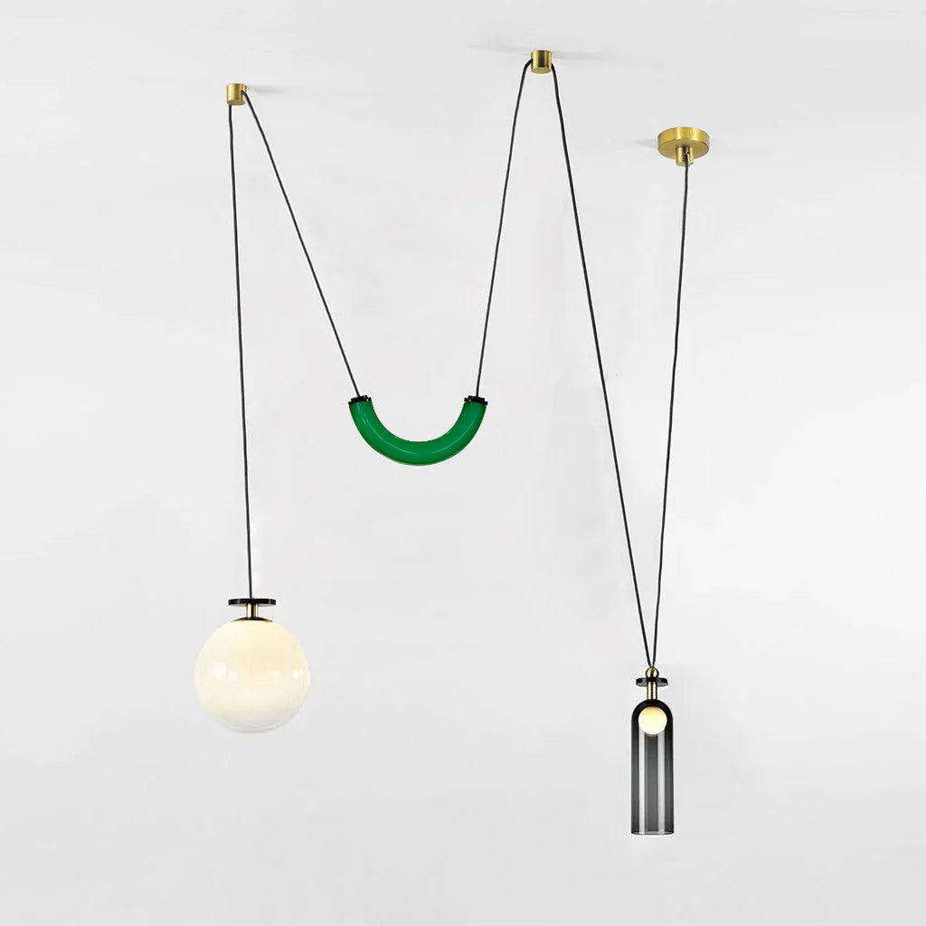 Modern Geometric Shape Chandelier with Adjustable Height & LED Lightin