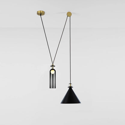 Modern Geometric Shape Chandelier with Adjustable Height & LED Lightin