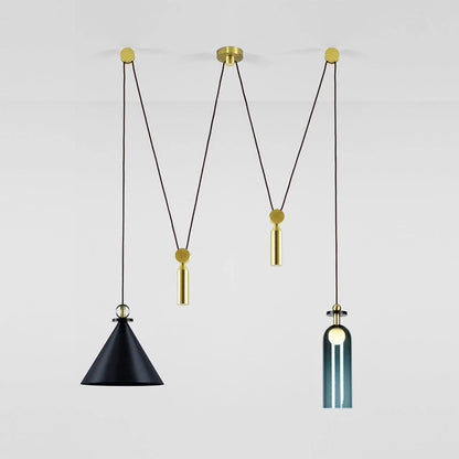 Modern Geometric Shape Chandelier with Adjustable Height & LED Lightin
