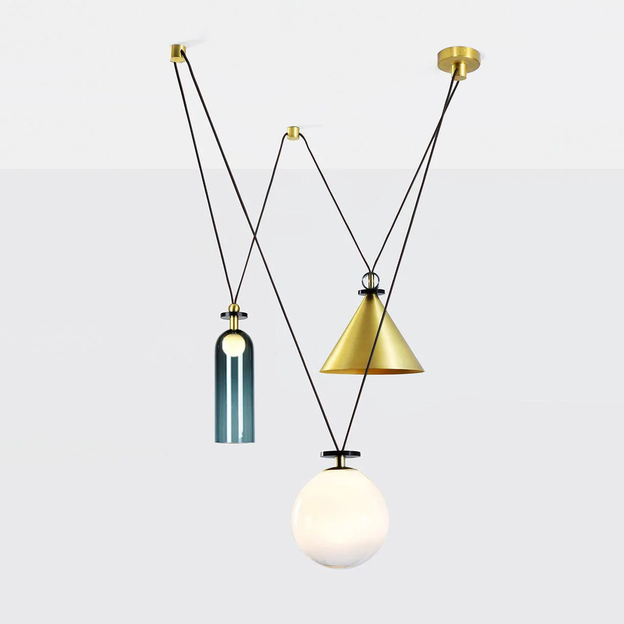 Modern Geometric Shape Chandelier with Adjustable Height & LED Lightin