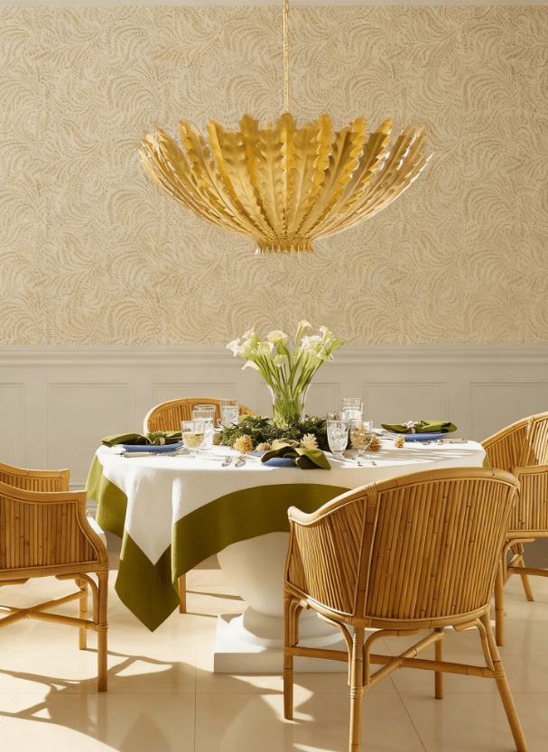 Gilded Acanthus Chandelier - Elegant Design, Adjustable Height, LED Co