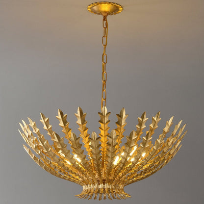 Gilded Acanthus Chandelier - Elegant Design, Adjustable Height, LED Co